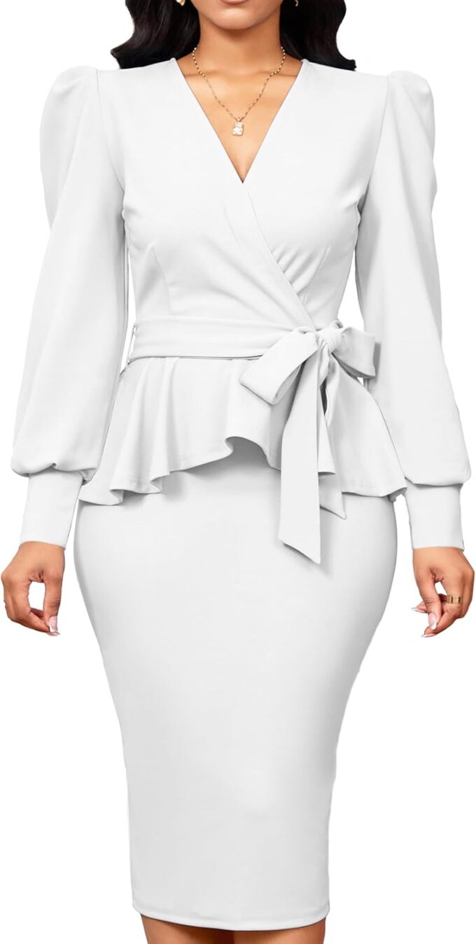 IbuduSexy Church Dresses for Women Elegant Sexy Business Outfits for Women Solid Color Pencil Dress for Women