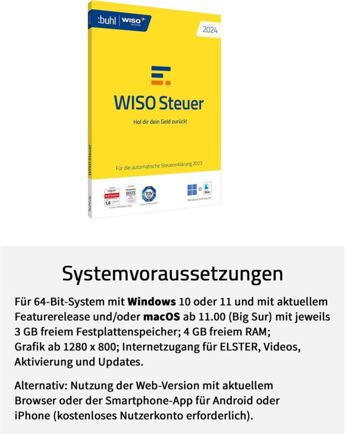 WISO Steuer 2024 (für Steuerjahr 2023) Für Windows, Mac, Smartphones und Tablets | Aktivierungscode per Email – Bild 2