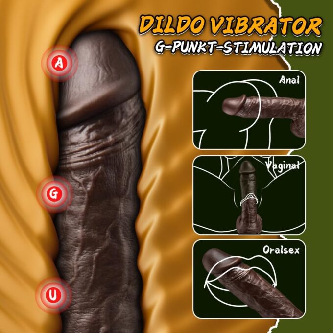 24cm Realistischer black Dildo Vibrator für Frauen mit 3 Stoßfunktion und 9 Vibrationsmodi BBC Dildo Sex Spielzeug für die Frau Männer Anal Dildos G-Punkt Vibratoren mit Saugnapf XXL Big Sexspielzeug – Bild 5