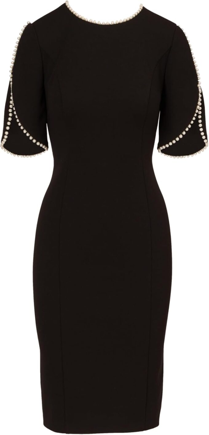 Adrianna Papell Women's Knit Crepe Pearl Midi Dress – Bild 6