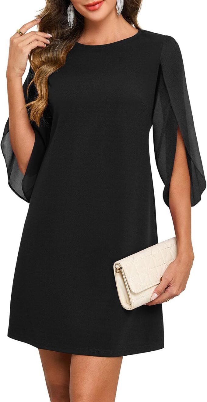 oten Women's 2025 Flutter Sleeve Cocktail Dress Crew Neck Chiffon Formal Wedding Guest Party Dresses