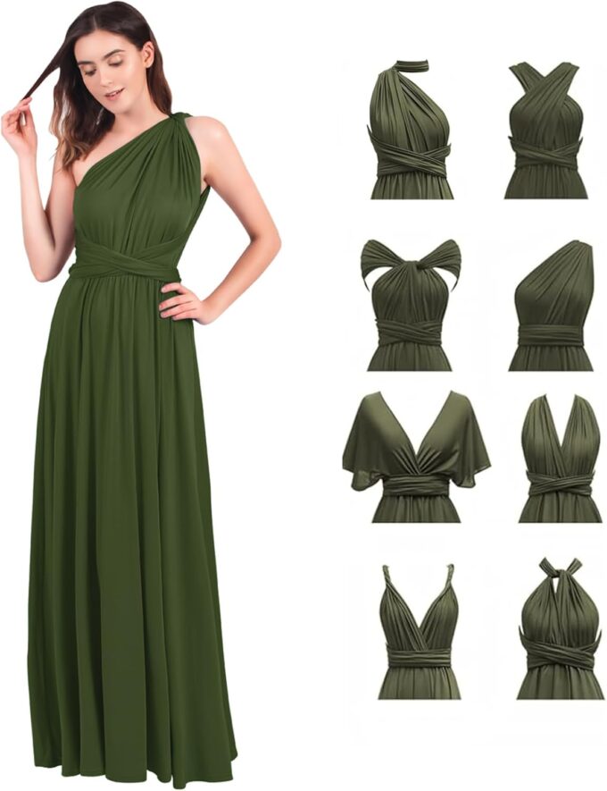 Odizli Abendkleid Lang Damen Sexy Rückenfreies Multiway Bandage Wickelkleid Festlich Brautjungfernkleider Party Ballkleid
