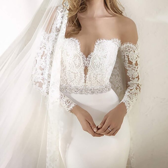 EVER FAITH Braut Gürtel Hochzeit Kristall Schärpe für Brautjungfernkleider Brautkleid Ballkleid Abendkleider – Bild 5