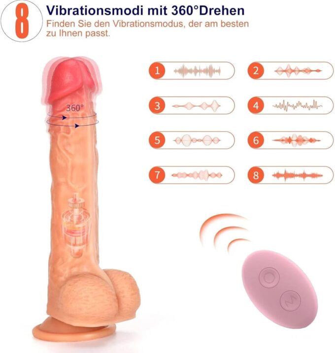FIDECH Dildo Vibrator mit Stoßfunktion und 360° Rotierender Glans - G-Punkt Vibratoren für sie mit 8 Vibrationmodi Realistischer Dildos, Sexspielzeug Frauen mit Saugnapf und 40 ℃ Heizung – Bild 2