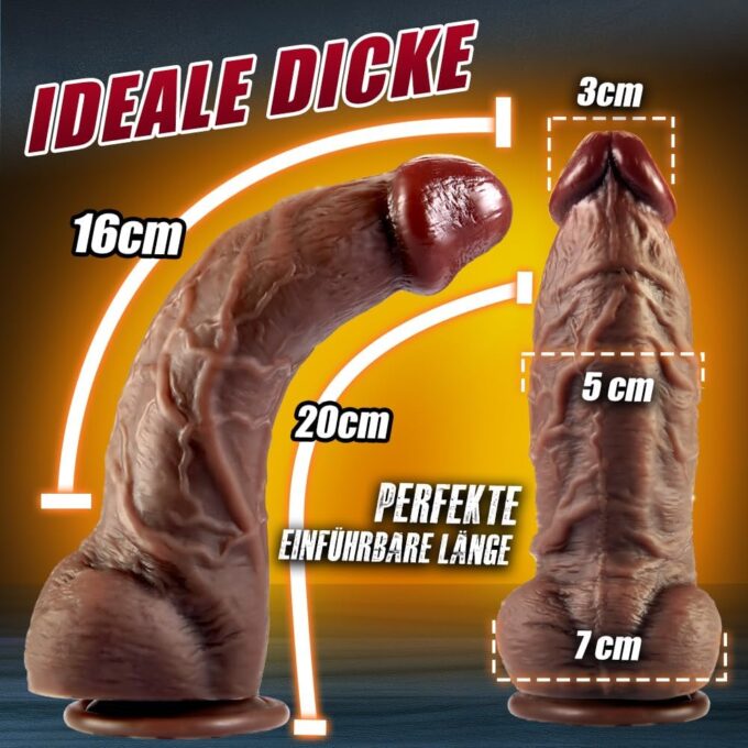 Black Dicker Realistischer Dildo groß für G-Punkt-Stimulation mit spezieller Kurve 20cm Silikon BBC dildos mit Starkem Saugnapf Penis Analdildo realistische dildos Sexspielzeug für Frauen und Männer – Bild 5