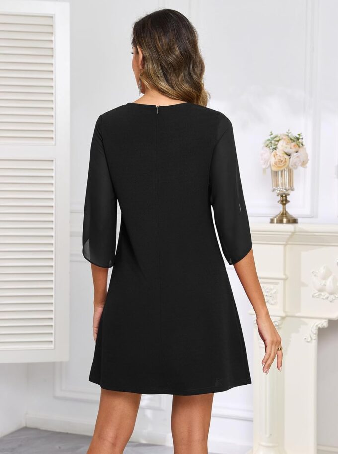 oten Women's 2025 Flutter Sleeve Cocktail Dress Crew Neck Chiffon Formal Wedding Guest Party Dresses – Bild 2