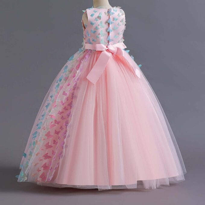 IBTOM CASTLE Blumenmädchenkleider Mädchen Ärmellos Regenbogen-Netz Prinzessin KleiderTüll Festzug Abschlussball Kinder 3D Schmetterling Ballkleid Hochzeit Brautkleid Abendkleid – Bild 5