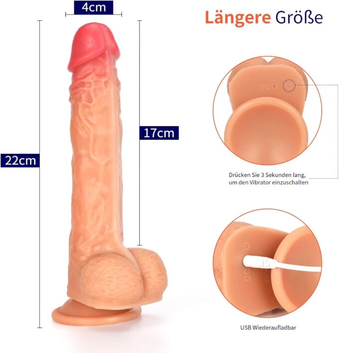 FIDECH Dildo Vibrator mit Stoßfunktion und 360° Rotierender Glans - G-Punkt Vibratoren für sie mit 8 Vibrationmodi Realistischer Dildos, Sexspielzeug Frauen mit Saugnapf und 40 ℃ Heizung – Bild 3