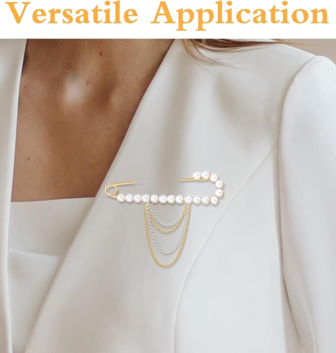 4 Stück Schleppennadel Brautkleid, Broschen für Kleidung mit Strasssteinen und Sicherheitsnadeln Elegant für Hochzeiten Partys oder Alltag in Gold Und Silber – Bild 6