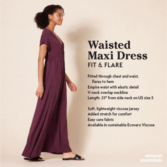 Amazon Essentials Women's Waisted Maxi Dress (Available in Plus Size) – Bild 2