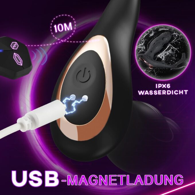 Analvibratoren für Mann Prostata Stimulation Männer mit Penisring 9 Schwungmodi & Rollkugeln-Stoßfunktion 9 Vibrationen Analplug für männer Sex Spielzeug für die Männer Anal Vibrator Anal dildo – Bild 6