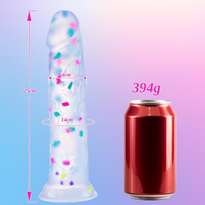 25 cm bunter Jelly Silikon riesen dildo transparent, Fantasy großer dildo dicker Analdildo mit Saugnapf, fetter big dildo für männer frauen, XXL XXXL penis dildo lang Sexspielzeug für Erwachsene Paare – Bild 8