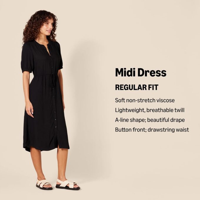 Amazon Essentials Women's Relaxed Fit Half-Sleeve Waisted Midi A-Line Dress – Bild 2