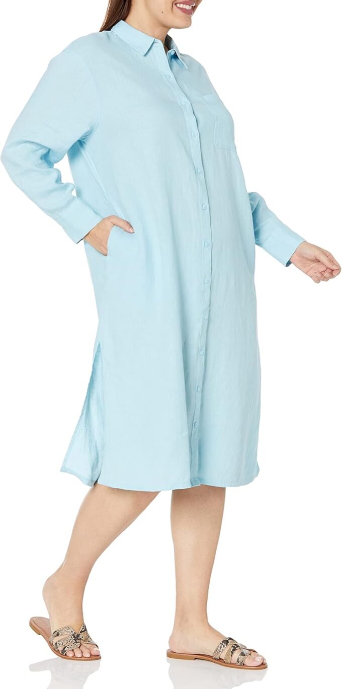 The Drop Damen Fiona Midi-hemdkleid aus Leinen in Relaxed Fit Dress Shirt – Bild 7