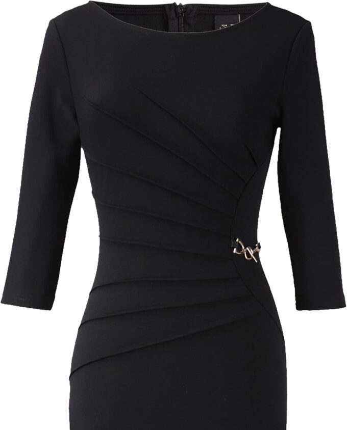 VFSHOW Elegantes Damenkleid mit Rüschen, für Arbeit, Business, Büro, Cocktailparty, Etuikleid – Bild 5