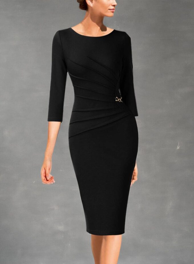 VFSHOW Elegantes Damenkleid mit Rüschen, für Arbeit, Business, Büro, Cocktailparty, Etuikleid – Bild 8