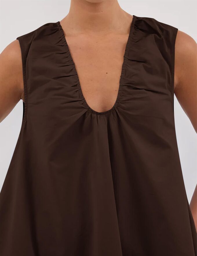MISSACTIVER Women's Sleeveless Babydoll Tank Mini Dress Scoop Neck Ruched Short Dress with Side Pockets Summer Party Dresses – Bild 3