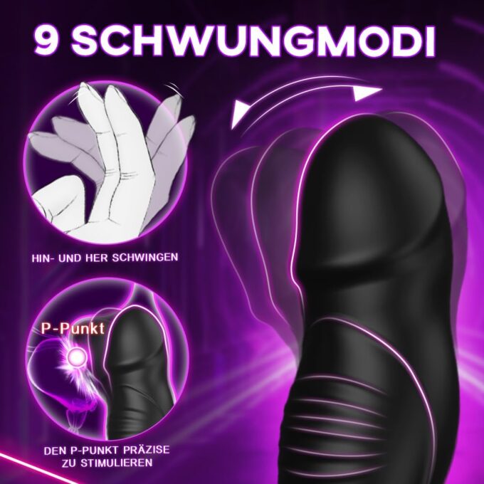 Analvibratoren für Mann Prostata Stimulation Männer mit Penisring 9 Schwungmodi & Rollkugeln-Stoßfunktion 9 Vibrationen Analplug für männer Sex Spielzeug für die Männer Anal Vibrator Anal dildo – Bild 4