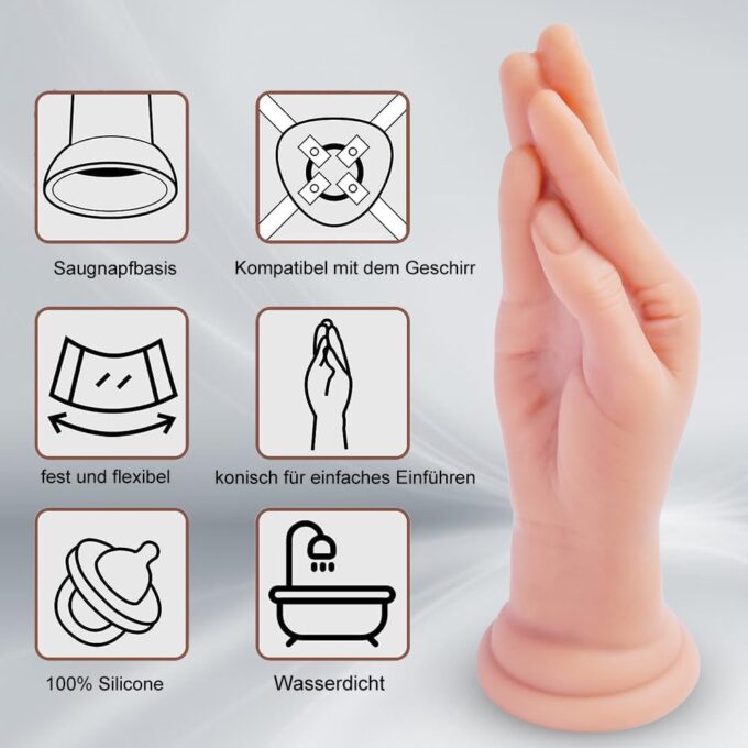 Realistischer Handdildo 24,5 cm großer flüssigem Silikon-Fisting-Dildo mit leistungsstarkem Saugnapf Monsterfetter Faustdildo für vaginale und anale Sexspielzeug für weibliches Vergnügen – Bild 2