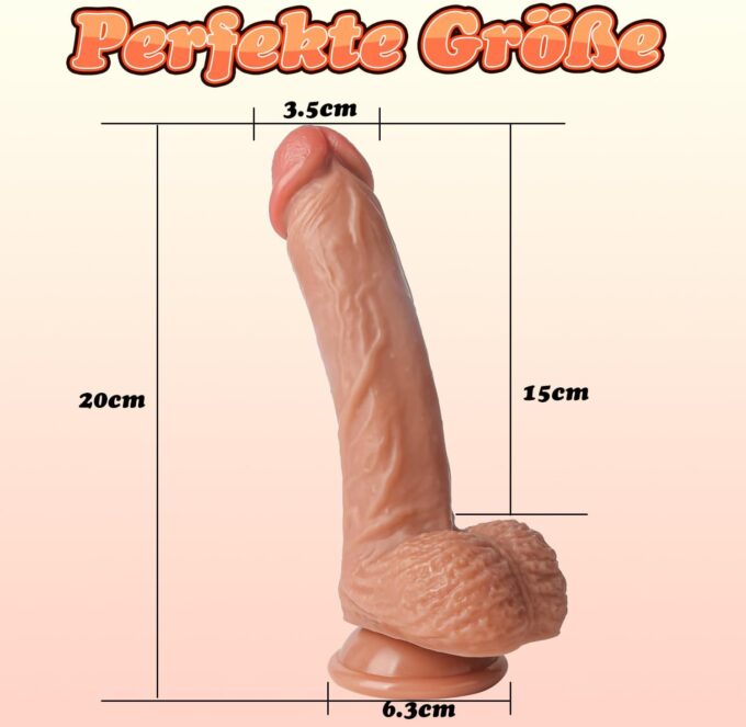 Origeros 20CM Realistische Dildo mit ​Starker Saugnapf Silikon Dildos Penis Nachbildung mit Echten Venen und Prallen Hoden, Sexspielzeug für Frauen Männer Anal G-Punkt Vaginal Stimulation Dildo – Bild 4