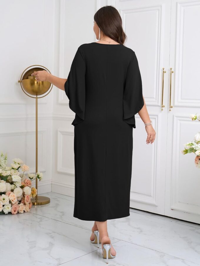 Women's Plus Size Formal Dresses Flowy Flutter Sleeve Bodycon Dress Twist Elegant Cocktail Evening Party Dresses – Bild 5