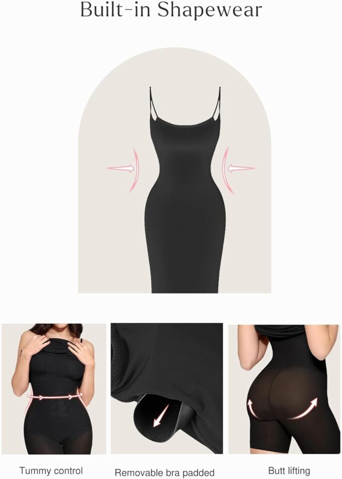 Popilush Summer Dresses for Women 2025 - Club Dress Cocktail Shapewear Mini Dress Spaghetti Straps Dinner Date Night Bodycon – Bild 3