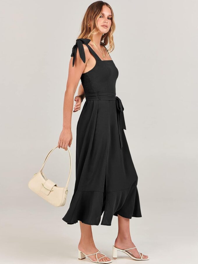 ANRABESS Women's Square Neck Ruffle Split Midi Elegant Formal Wedding Guest Cocktail Bridesmaid Graduation Party Dresses – Bild 3