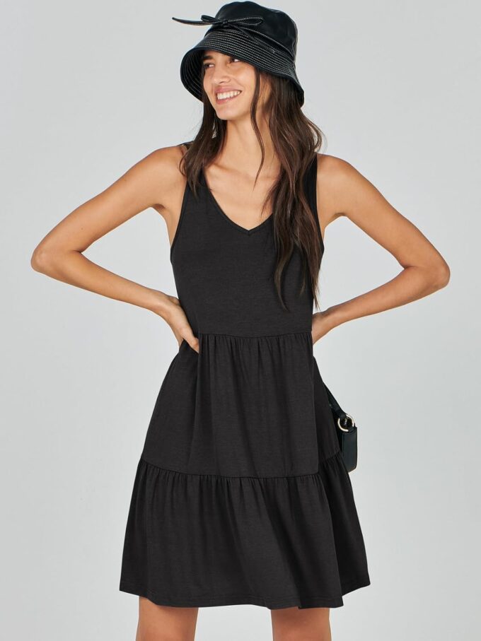 ANRABESS Womens Summer Casual Tank Dress Sleeveless V Neck T Shirt Sundress Flowy Tiered Swing Mini Beach Vacation Dresses – Bild 8