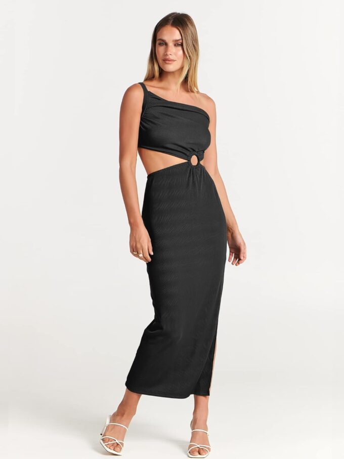 ANRABESS Women Summer One Shoulder Sleeveless Maxi Dress Cutout Sexy Bodycon Semi Formal Dinner Date Vacation Dresses – Bild 7