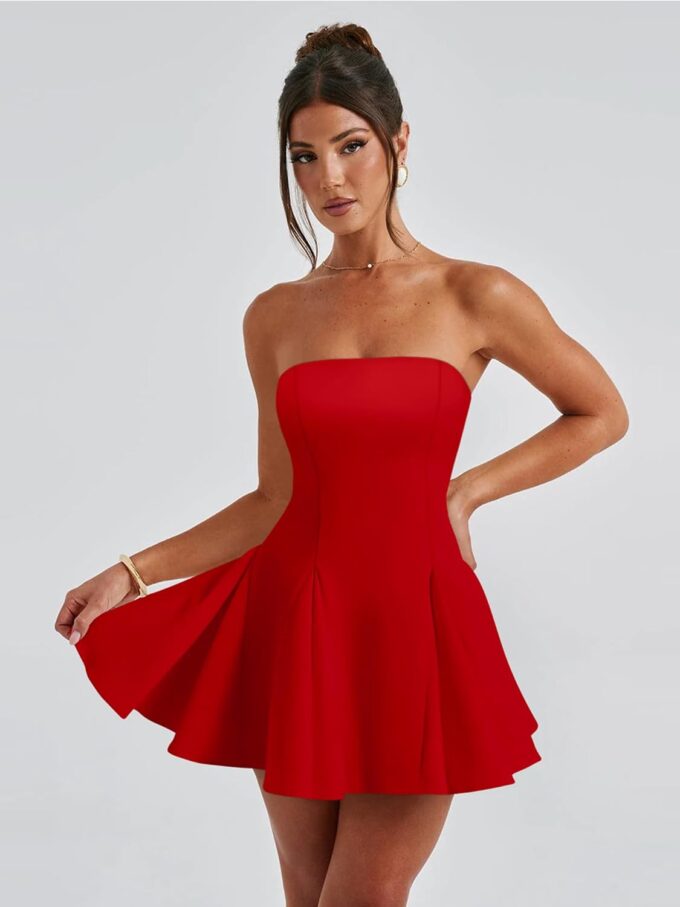 DAAWENXI Women's Sexy Summer Strapless Mini Dress Homecoming Off Shoulder Sleeveless Party Club Short Dresses – Bild 6