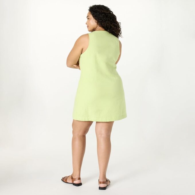 The Drop Women's Plus Size Amira Button Down Linen Mini Dress – Bild 6