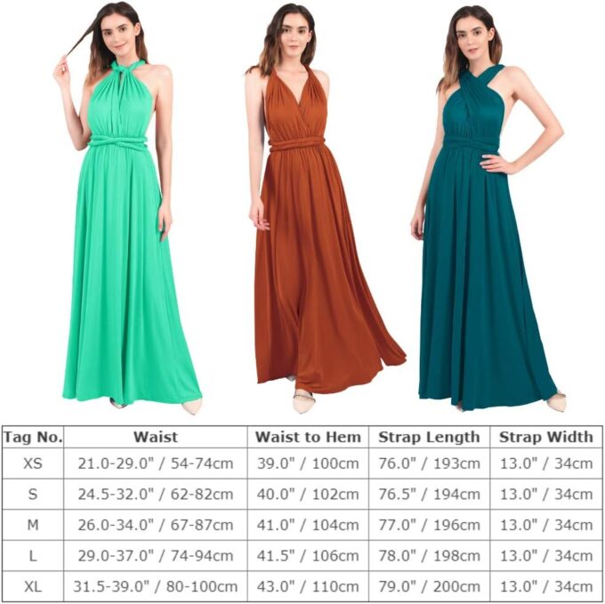Damen Elegante Brautjungfernkleid Multiway V-Ausschnitt Rückenfrei Partykleid Ärmellos Schulterfrei Bodenlang Cocktailkleid Sommerkleid Formal Hochzeit Festlich Abendkleid Abschlussball Ballkleid – Bild 7