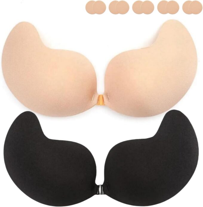 Klebe BH Push up Rückenfrei Trägerlos BH ohne träger Klebe-BHS große Brust Wiederverwendbare Unsichtbar Haut Freundlich Sticky Strapless Bra für kleine brüste Brautkleid Damen Rückenfreies Kleid