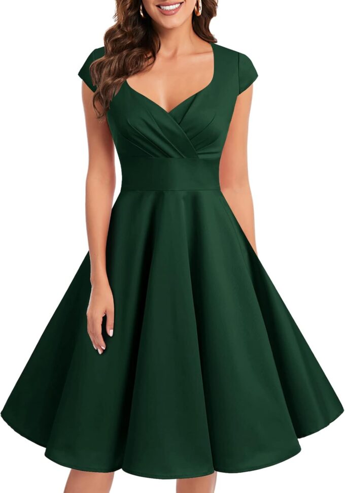 Bbonlinedress Women Short 1950s Retro Vintage Cocktail Party Swing Dresses