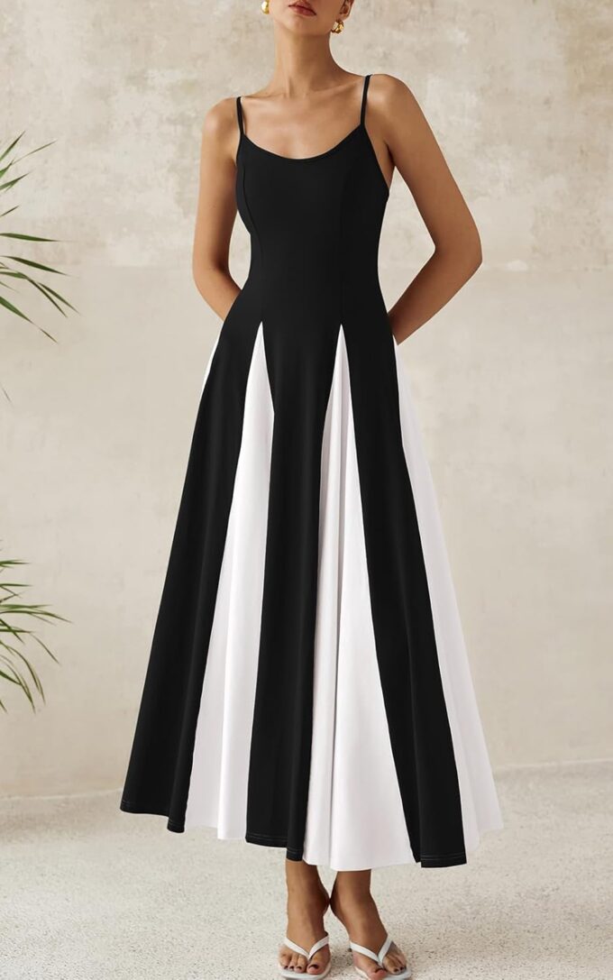 PRETTYGARDEN Spaghetti Strap Backless Summer Dresses for Women 2025 Flowy Maxi Dresses Sleeveless Wedding Guest Dress – Bild 3