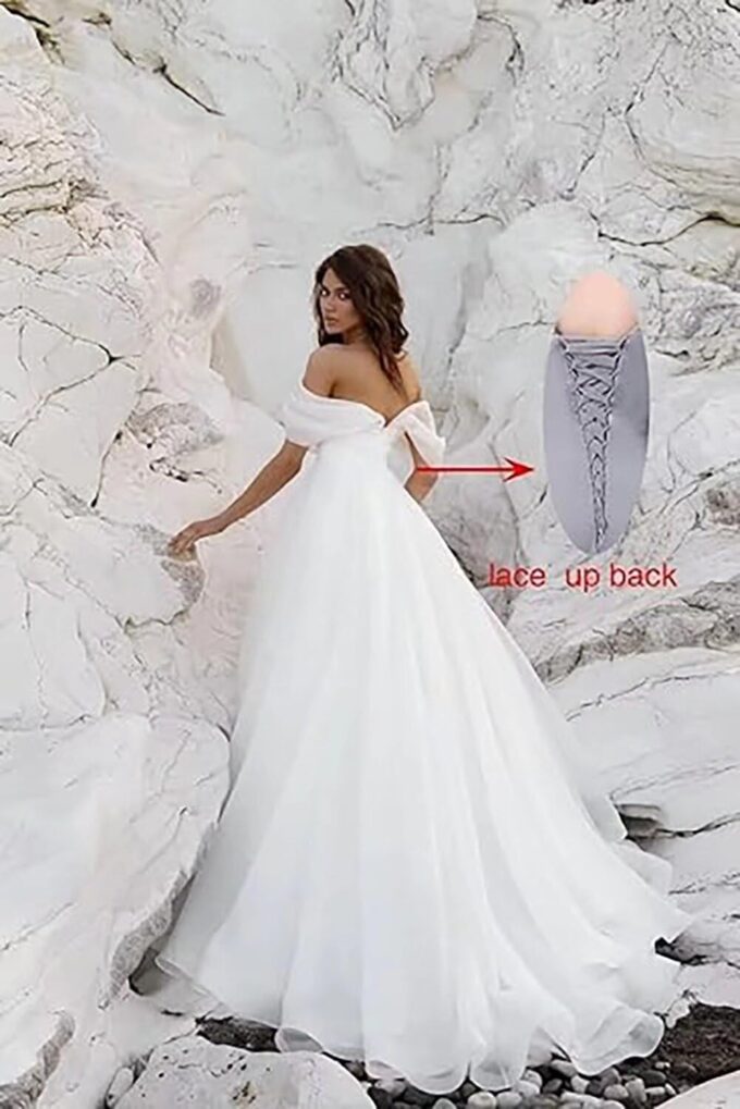 Schulterfreies Tüll-Abschlussballkleid Quinceañera-Kleid A-Linie Langes Ballkleid Puffy Hochzeitskleider – Bild 2