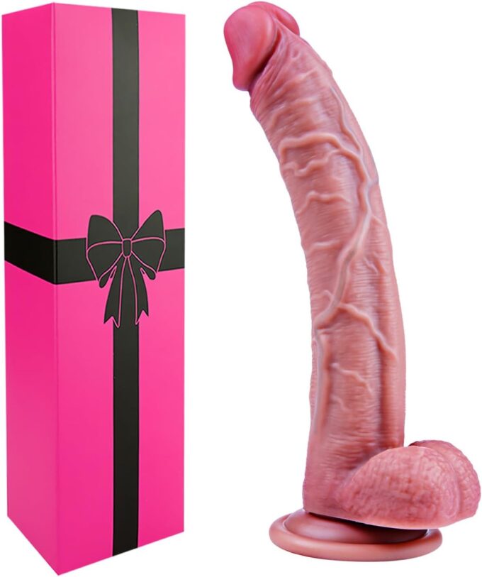 Realistischer 23cm Silikon riesen Dildo, lebensechter Silikondildo mit starkem Saugnapf, realistischer Penis, G-Punkt-Stimulations-Langdildo, tragbarer Langdildo, geeignet für Männer, Frauen und Paare