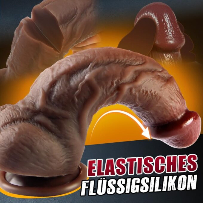 Black Dicker Realistischer Dildo groß für G-Punkt-Stimulation mit spezieller Kurve 20cm Silikon BBC dildos mit Starkem Saugnapf Penis Analdildo realistische dildos Sexspielzeug für Frauen und Männer – Bild 6
