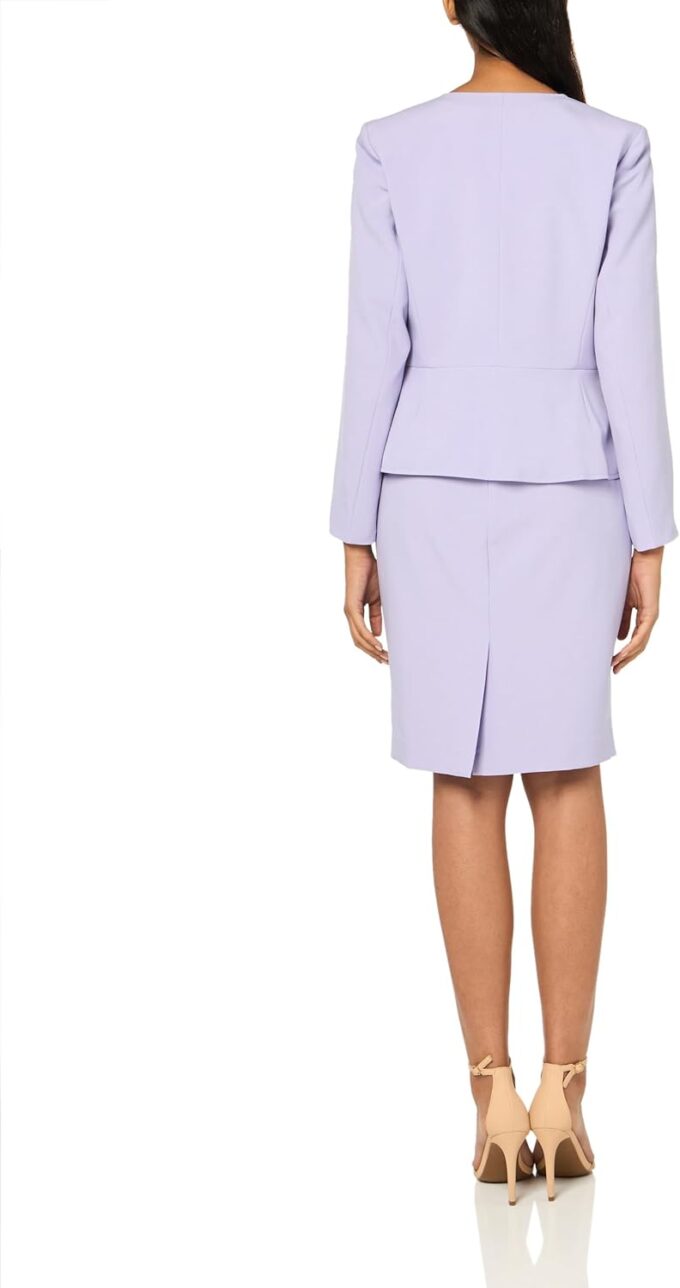 Le Suit Damen Long Coat Topper Jacket & Sheath Dress Abendanzug-Set – Bild 2