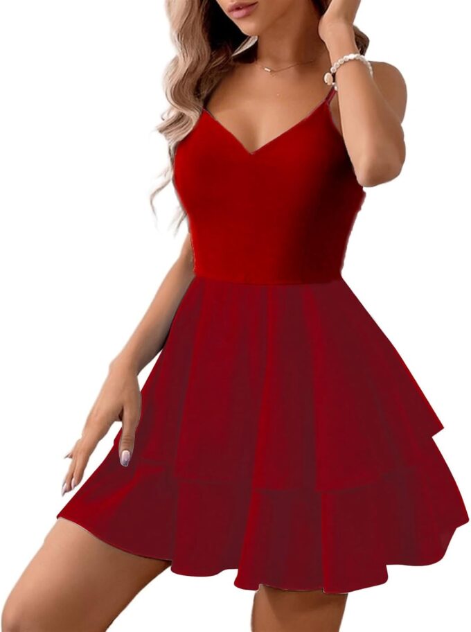 Women's Sexy Backless Halter Dress with Adjustable Bow - Summer V-Neck Mini Dress for Parties – Bild 7