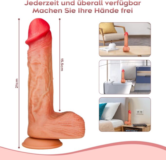 20cm Penis Dildo für Frauen, Weicher Realistischer Anfänger Sexspielzeug Gelee Dildo Mit Sauger für Damen Paare Erwachsene Sex Spielzeug & Spiele – Bild 3