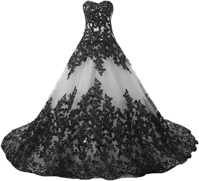 Vantexi Damen Elegante Lange Spitze Formellen Abendkleid Ballkleider Gotisch Brautkleider Hochzeitskleider