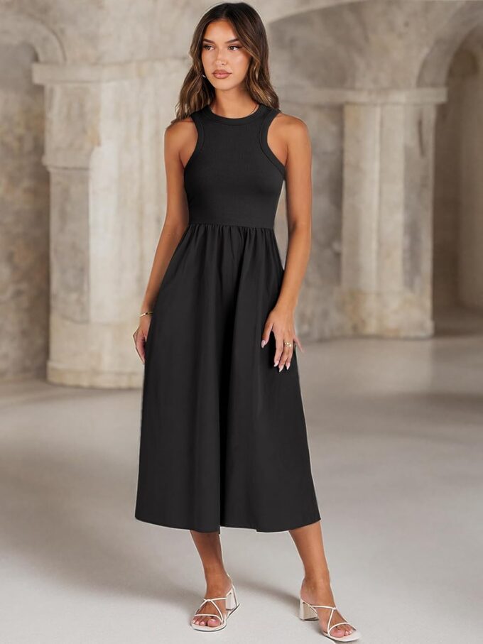 ANRABESS Womens 2025 Summer Casual Maxi Dress A line Tiered Flowy Short Sleeve Crewneck T Shirt Beach Travel Long Dresses – Bild 9