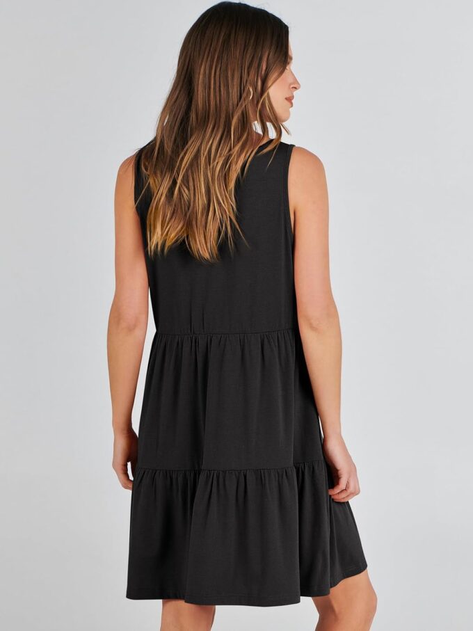 ANRABESS Womens Summer Casual Tank Dress Sleeveless V Neck T Shirt Sundress Flowy Tiered Swing Mini Beach Vacation Dresses – Bild 6