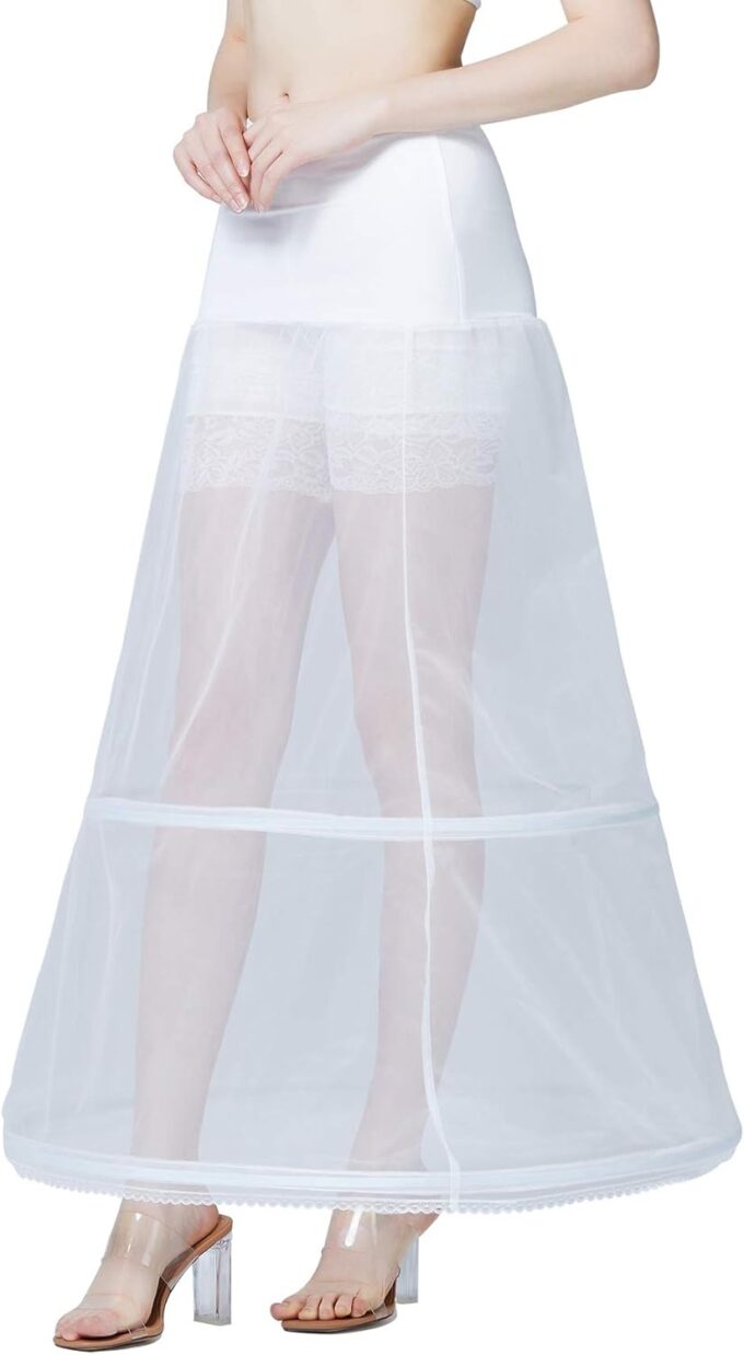 BEAUTELICATE Petticoat Unterröcke Reifrock Damen Rockabilly A Linie Lang für Hochzeit Brautkleid Abendlieid Weiß