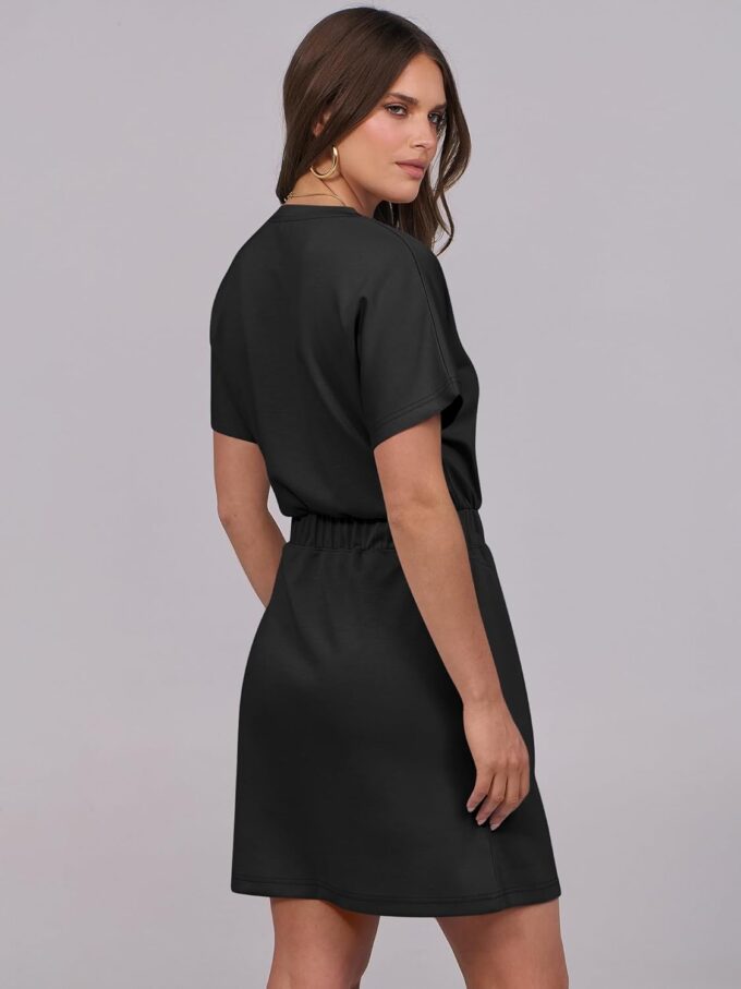 ANRABESS Womens Dresses 2025 Summer Casual Short Sleeve Crew Neck Elastic Waist Mini T Shirt Dress with Pockets – Bild 5