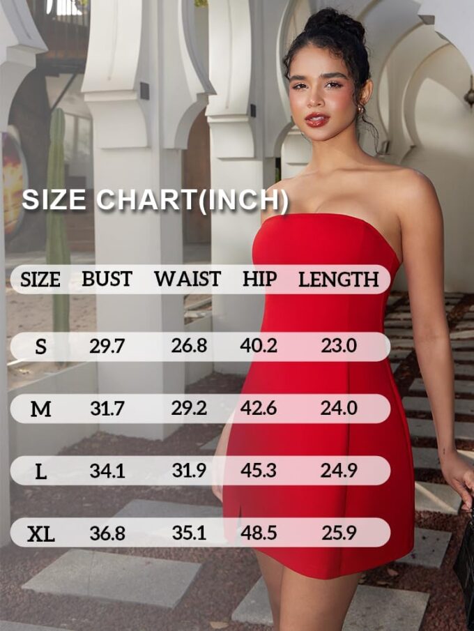 HYZ Women's Tube Strapless Sleeveless Y2K Split Party A-Line Mini Dress – Bild 2