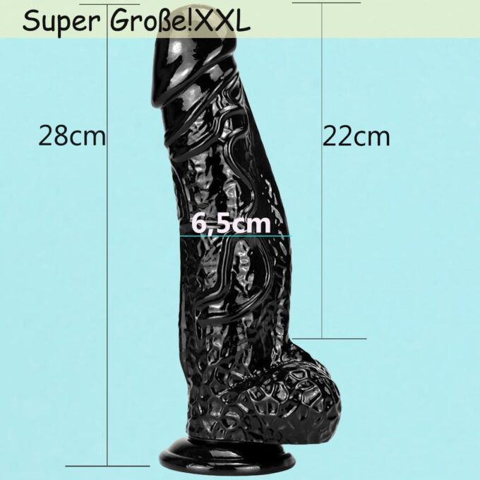 Realistischer Dildo Größer XXL, 28 x 6,5 cm, Riesendildo mit echten Venen und hervorstehenden Hoden, Sexspielzeug mit leistungsstarkem Saugnapf für Erwachsene, Frauen, Männer, Paare, Schwule – Bild 2