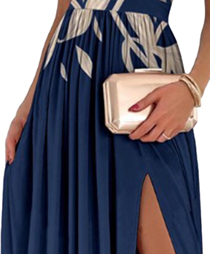 ECDAHICC Women's Sexy One Shoulder Cutout Pleated Maxi Dress Sleeveless High Slit Formal Evening Party Bridesmaid Dresses – Bild 4