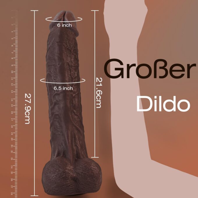 Xeoxhoney 28cm Realistischer Dildo XXL – Ultra-Dick BBC Design, Starkem Saugnapf & Doppelschicht-Silikon, 21cm Einführlänge für Intensive G-Punkt/Anal-Stimulation – Diskret Verpackt – Bild 6